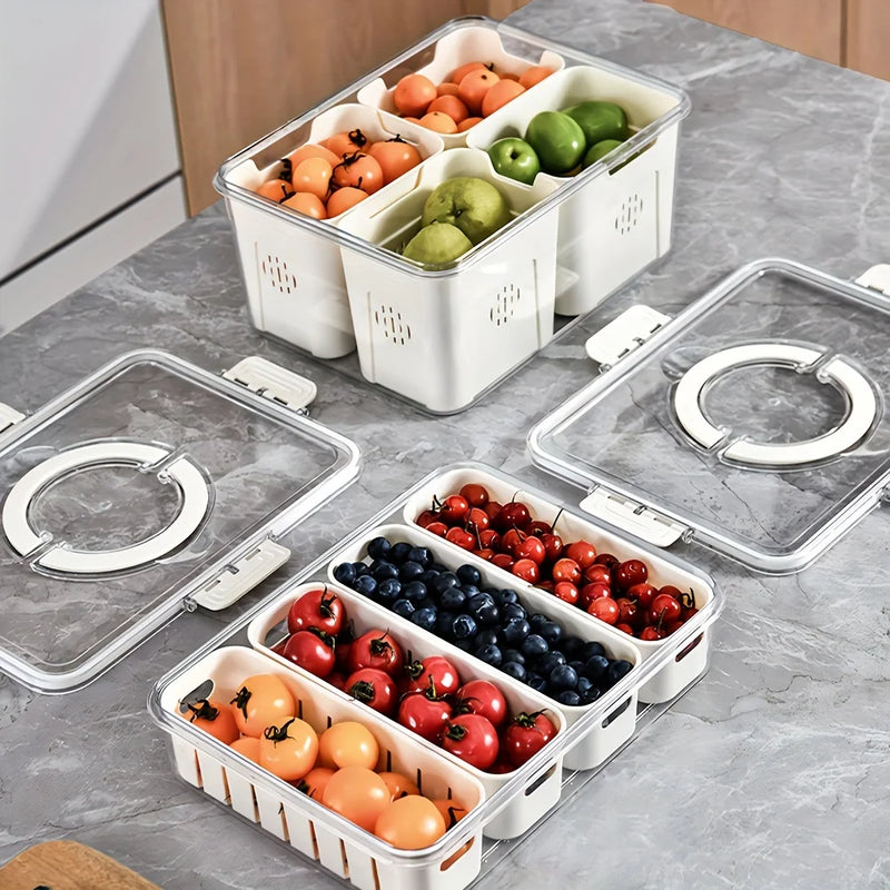 Portable Snack Tray with Handle – Multi-Compartment Food Storage Box for Travel, Parties & Refrigerator Organization