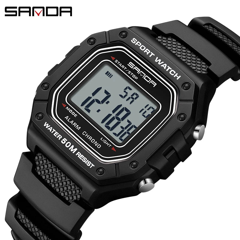 SANDA 2156 Men’s Military Sport Watch | Water-Resistant Digital Wristwatch with LED Display & Stopwatch