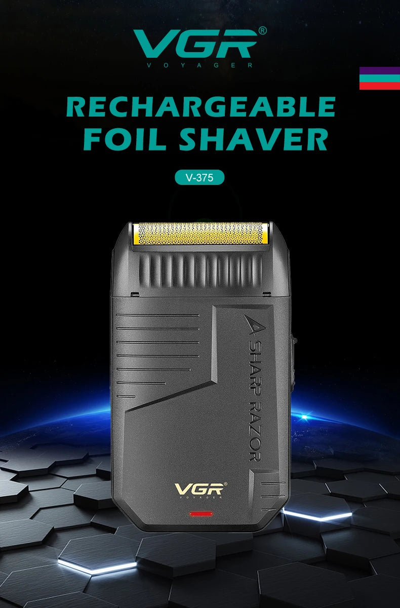 VGR V-375 Professional Foil Shaver – Rechargeable Electric Razor & Beard Trimmer for Men