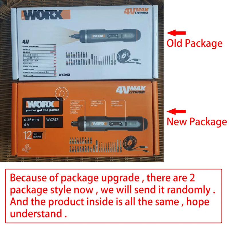 WORX WX242 4V Smart Cordless Electric Screwdriver Set | 30-Bit Rechargeable Mini Power Tool