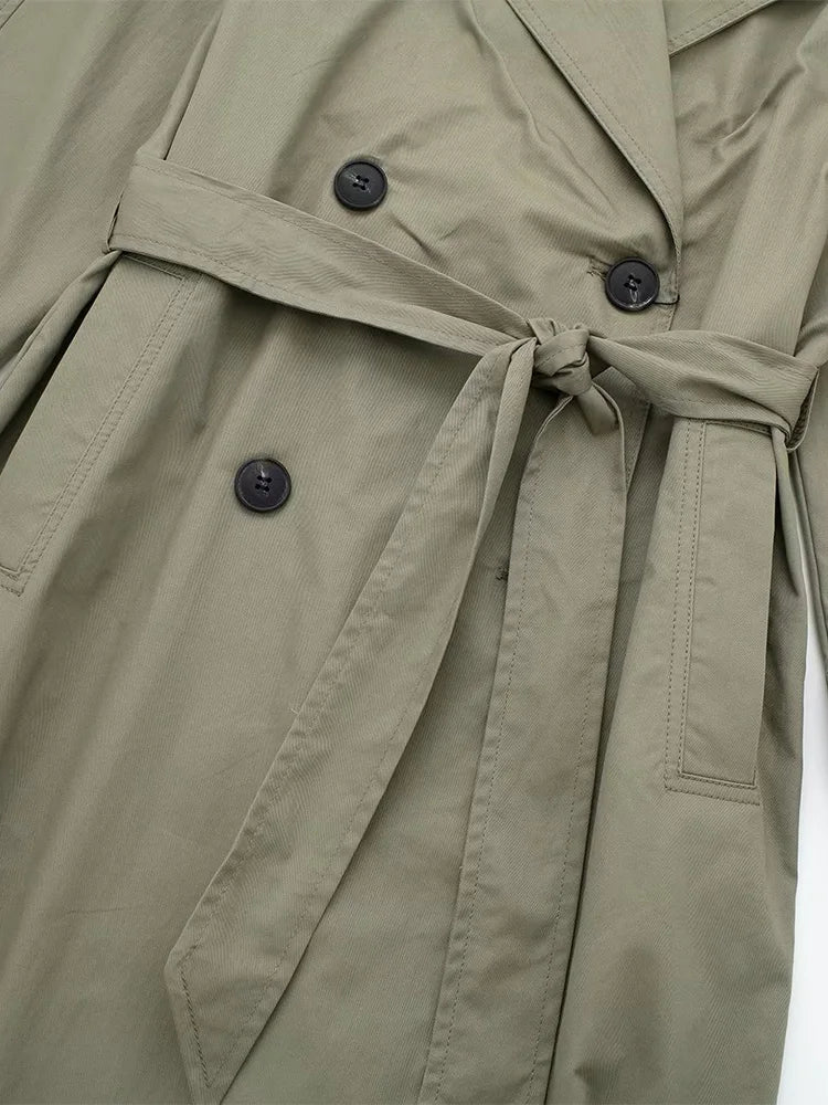 Willshela Women’s Double-Breasted Trench Coat | Elegant Long Belted Overcoat with Lapel Collar & Vintage Design