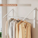 Folding Wall-Mounted Clothes Drying Rack – Stretchable Invisible Balcony Airer (No-Drill Aluminium Hanging Pole)