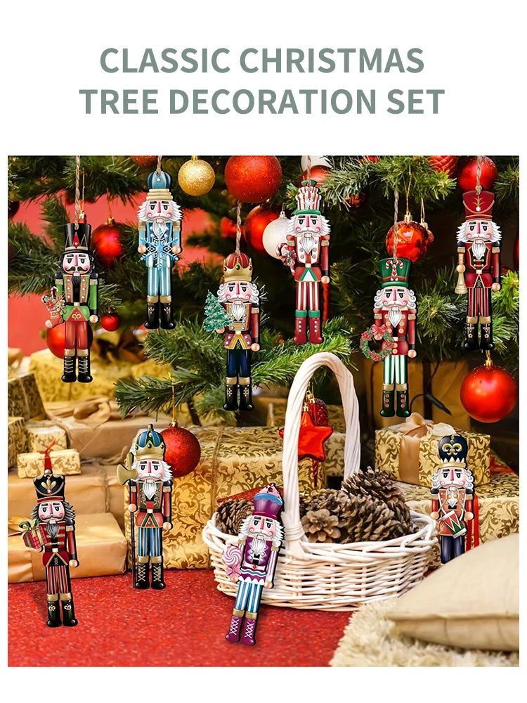 12-Piece Wooden Nutcracker Decoration Set | Classic Christmas Figurines for Home, Parties & Festive Gifts