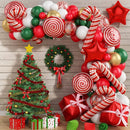 137PCS Christmas Balloon Decoration Set | Red, Green & White Balloon Arch Kit with Candy Cane & Foil Balloons