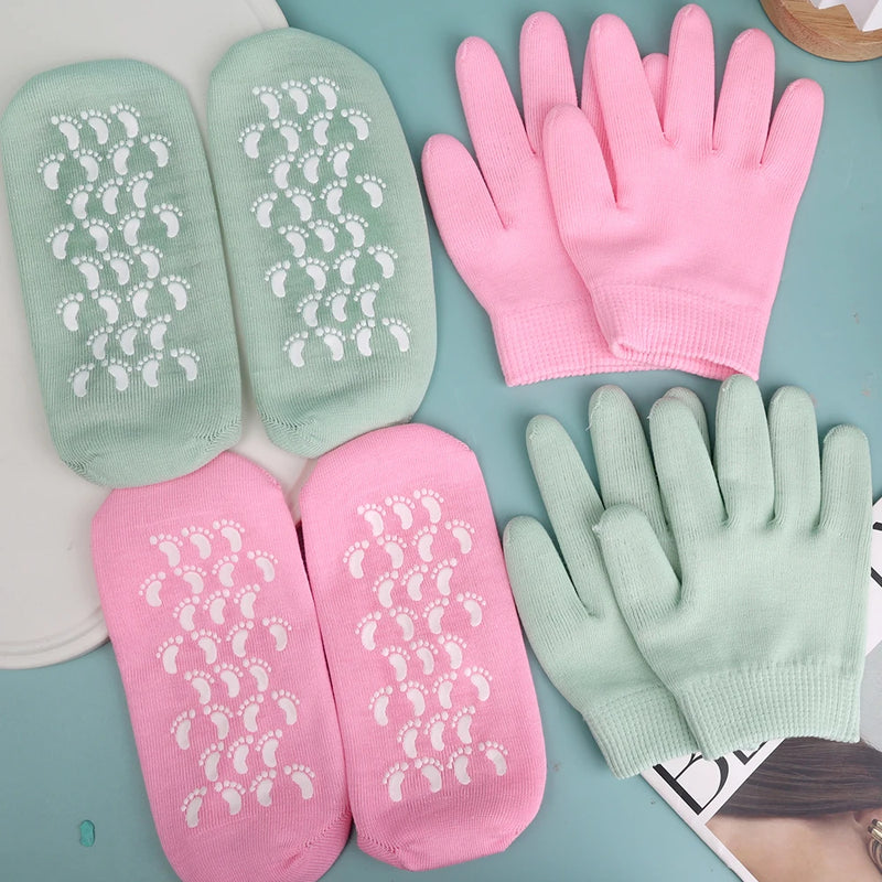 Reusable Silicone Moisturizing Mask Socks & Gloves – Exfoliating, Anti-Crack, and Hydrating Foot and Hand Care Tool