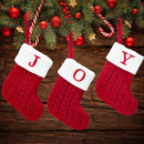 Knitted Christmas Socks with Snowflake & Letter Design | Festive Hanging Stockings for 2025–2026 Holiday Décor & Gifts