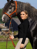 Women’s Equestrian Long Sleeve Base Layer – Soft Riding T-Shirt in Burgundy for Training & Shows