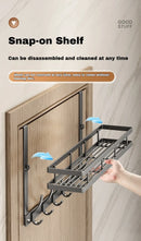Easy-Install Over-The-Door Storage Rack – 6 Hook Metal Organiser