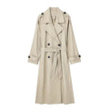 Willshela Women’s Double-Breasted Trench Coat | Elegant Long Belted Overcoat with Lapel Collar & Vintage Design
