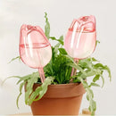 Pink Tulip Plant Watering Globe – Automatic Self-Watering Dripper for Indoor & Outdoor Pots (24cm)