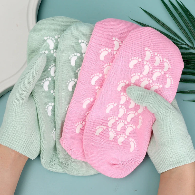 Reusable Silicone Moisturizing Mask Socks & Gloves – Exfoliating, Anti-Crack, and Hydrating Foot and Hand Care Tool