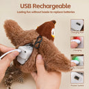 Interactive Flapping Bird Cat Toy – Rechargeable Chirping Plush with Catnip Pocket (Touch Activated)