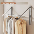 Folding Wall-Mounted Clothes Drying Rack – Stretchable Invisible Balcony Airer (No-Drill Aluminium Hanging Pole)