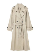 Willshela Women’s Double-Breasted Trench Coat | Elegant Long Belted Overcoat with Lapel Collar & Vintage Design