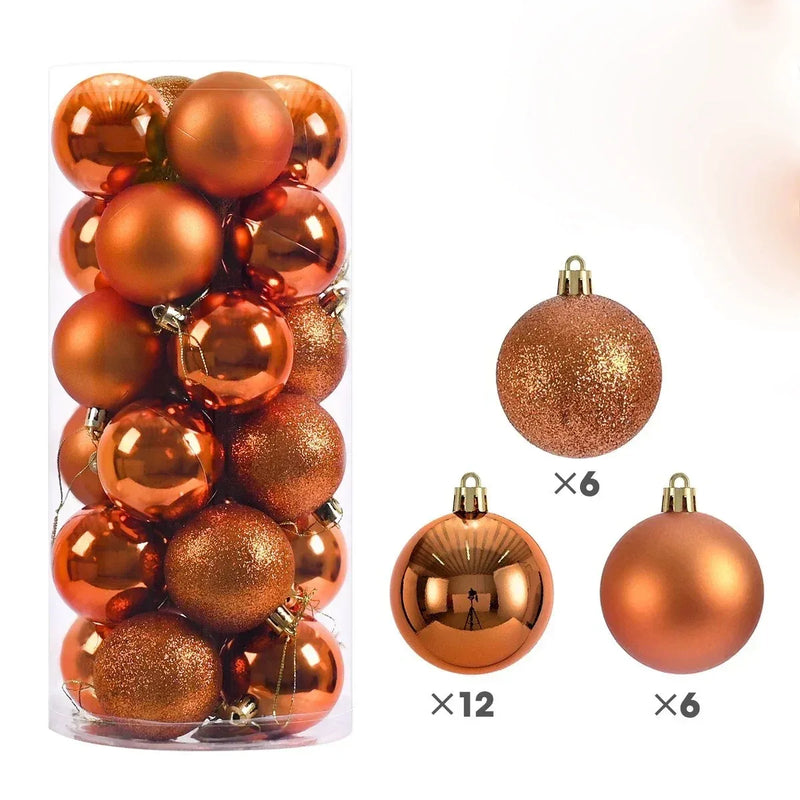 24-Piece Christmas Ball Ornament Set | 3/4/6cm Tree Decorations | Shatterproof Hanging Baubles for 2026 Holiday Décor