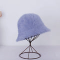 Women’s Winter Rabbit Fur Bucket Hat | Knitted Wool Fisherman Cap | Soft & Stylish Cold-Weather Accessory