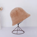 Women’s Winter Rabbit Fur Bucket Hat | Knitted Wool Fisherman Cap | Soft & Stylish Cold-Weather Accessory