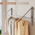 Folding Wall-Mounted Clothes Drying Rack – Stretchable Invisible Balcony Airer (No-Drill Aluminium Hanging Pole)