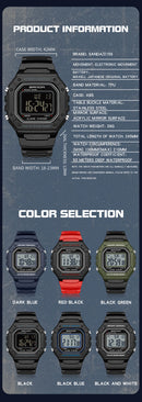 SANDA 2156 Men’s Military Sport Watch | Water-Resistant Digital Wristwatch with LED Display & Stopwatch