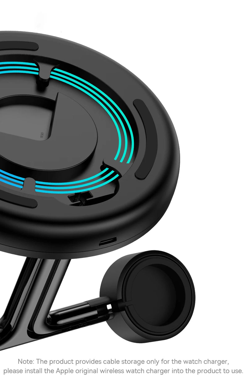 Baseus Swan 3-in-1 Magnetic Wireless Charger Stand | 20 W Fast Charging Station for iPhone 15/14 Pro, AirPods & Apple Watch