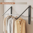 Folding Wall-Mounted Clothes Drying Rack – Stretchable Invisible Balcony Airer (No-Drill Aluminium Hanging Pole)