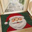 Christmas Door Mat | Santa Claus & Gingerbread Design | Red Holiday Welcome Mat for Indoor & Outdoor Use