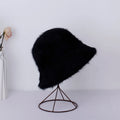 Women’s Winter Rabbit Fur Bucket Hat | Knitted Wool Fisherman Cap | Soft & Stylish Cold-Weather Accessory