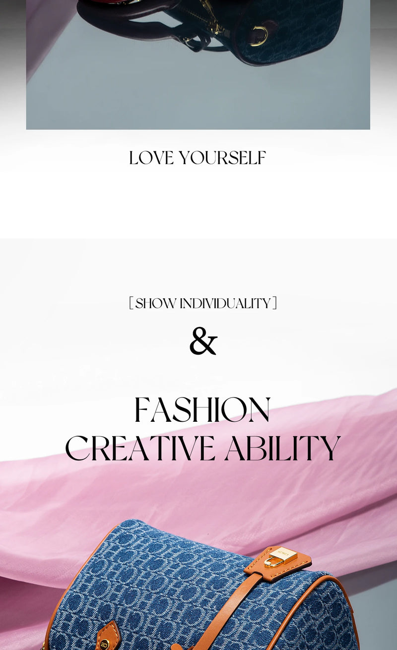 Women’s Cowboy Splicing Shoulder Bag – 2025 Pillow-Style Casual Party Handbag