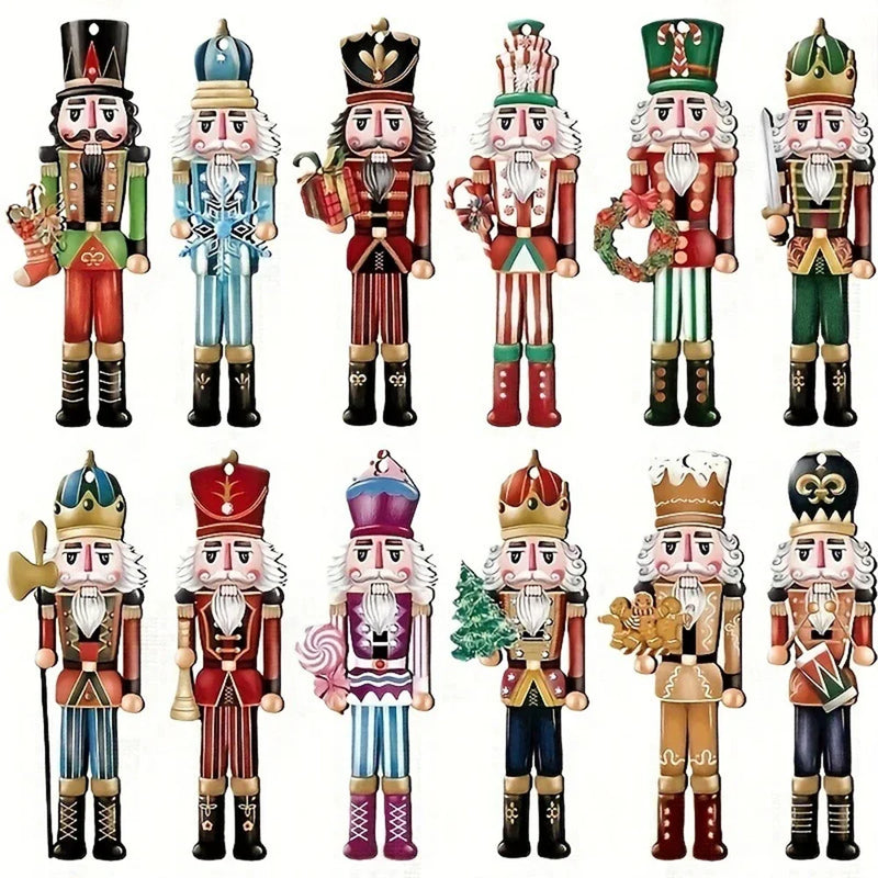 12-Piece Wooden Nutcracker Decoration Set | Classic Christmas Figurines for Home, Parties & Festive Gifts