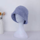 Women’s Winter Rabbit Fur Bucket Hat | Knitted Wool Fisherman Cap | Soft & Stylish Cold-Weather Accessory