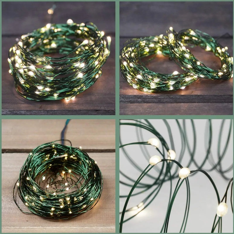 Green Cable LED Christmas Fairy Lights – Outdoor Waterproof Garland