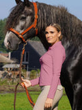 Women’s Equestrian Long Sleeve Base Layer – Soft Riding T-Shirt in Burgundy for Training & Shows