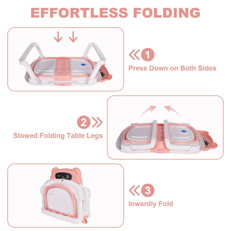 Eco-Friendly Foldable Baby Bathtub with Temperature Indicator | Infant Bath Tub with Soft Mat & Anti-Slip Design